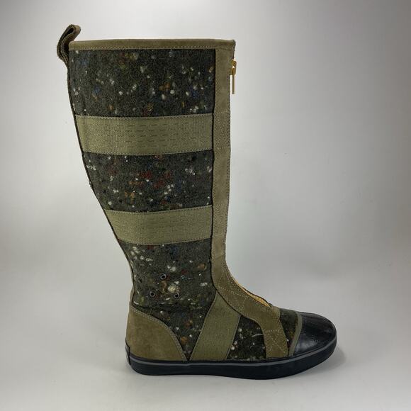 Sorel Sentry Tall Boots Womens Size 8.5 Convertible Green Wool Felt Front Zipper - Picture 2 of 12